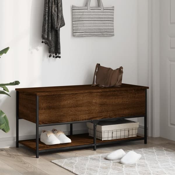 vidaXL opbevaringsbænk 100x42,5x47 cm konstrueret træ brunt egetræ