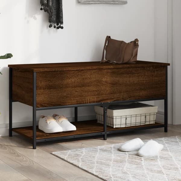 vidaXL Säilytyspenkki ruskea tammi 100x42,5x47 cm tekninen puu