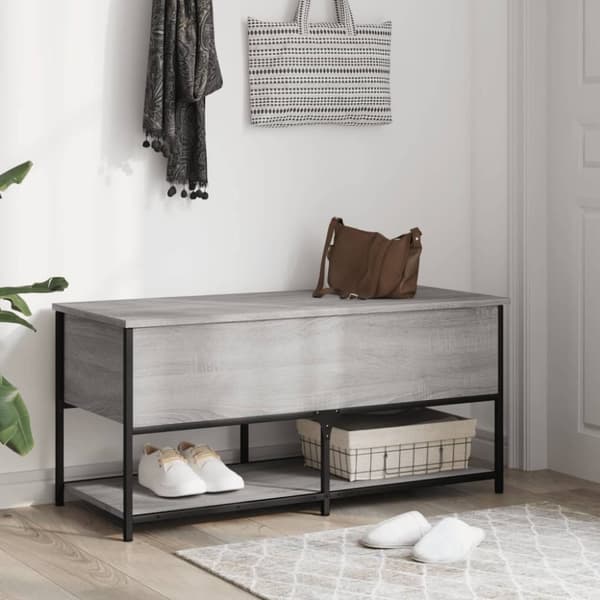 vidaXL Förvaringsbänk grå sonoma 100x42,5x47 cm konstruerat trä