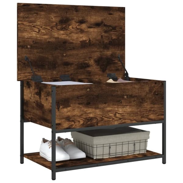 vidaXL Förvaringsbänk rökfärgad ek 70x42,5x47 cm konstruerat trä