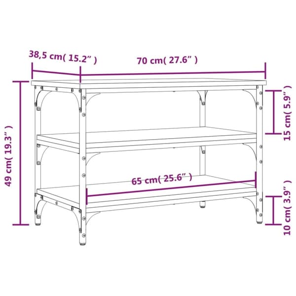vidaXL Skobänk svart 70x38,5x49 cm konstruerat trä