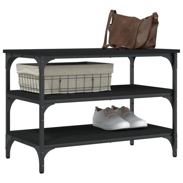 vidaXL skobænk 70x38,5x49 cm konstrueret træ sort