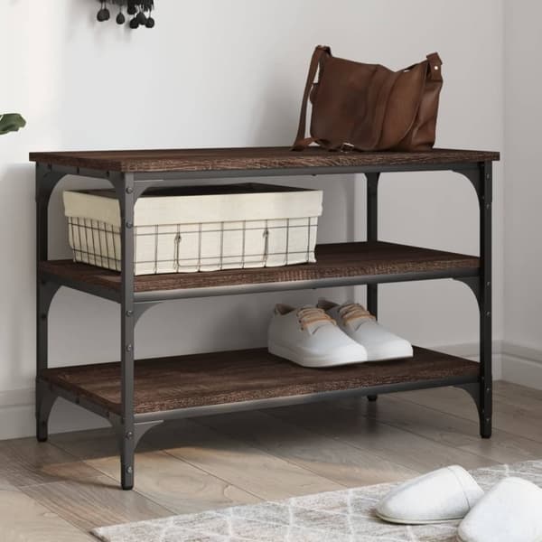 vidaXL skobænk 70x38,5x49 cm konstrueret træ brun egetræsfarve