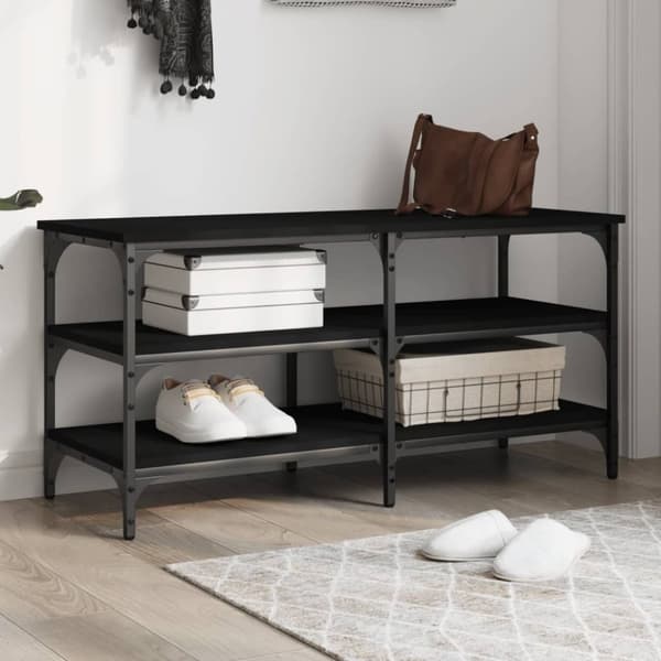 vidaXL skobænk 100x38,5x49 cm konstrueret træ sort