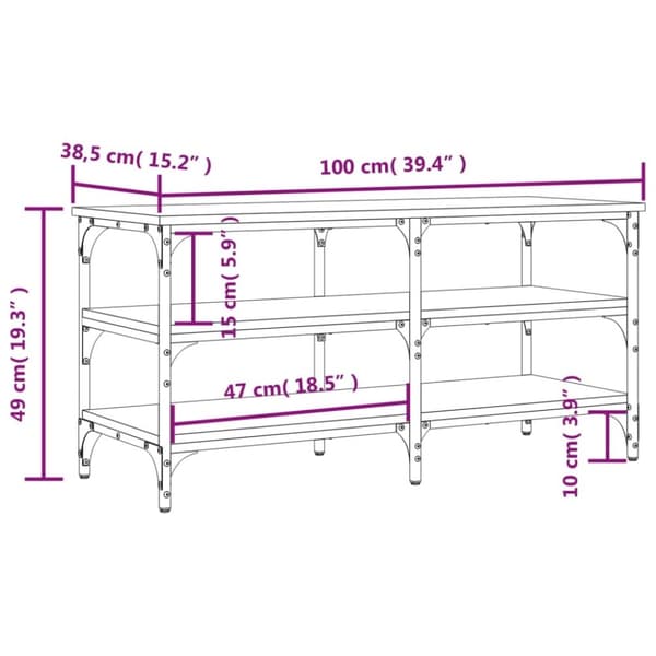 vidaXL skobænk 100x38,5x49 cm konstrueret træ brun egetræsfarve