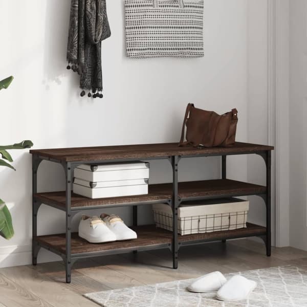 vidaXL skobænk 100x38,5x49 cm konstrueret træ brun egetræsfarve
