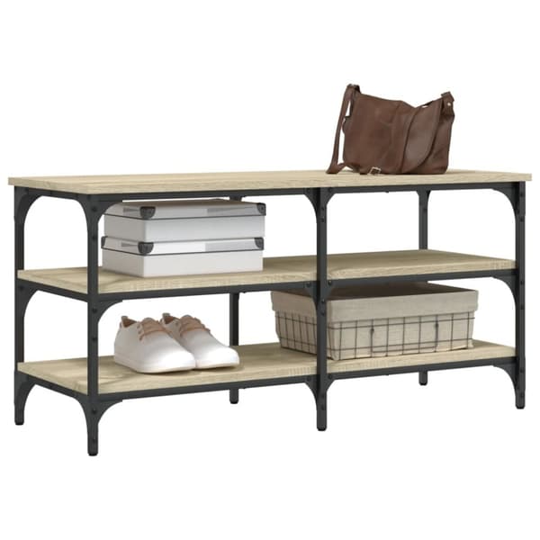 vidaXL Skobänk sonoma-ek 100x38,5x49 cm konstruerat trä