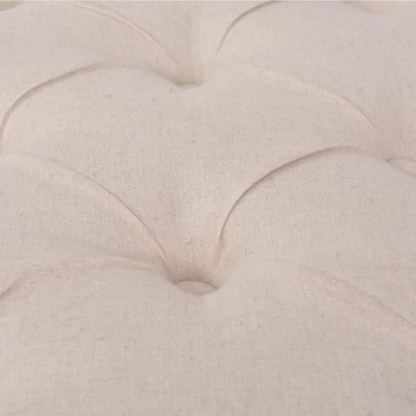 bænk lærred massivt træ 110 x 38 x 48 cm cremehvid