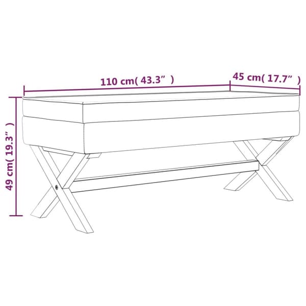 opbevaringsskammel 110x45x49 cm stof mørkegrå