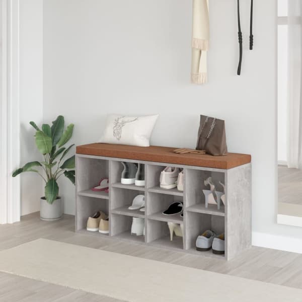 skobænk 103x30x48 cm konstrueret træ betongrå