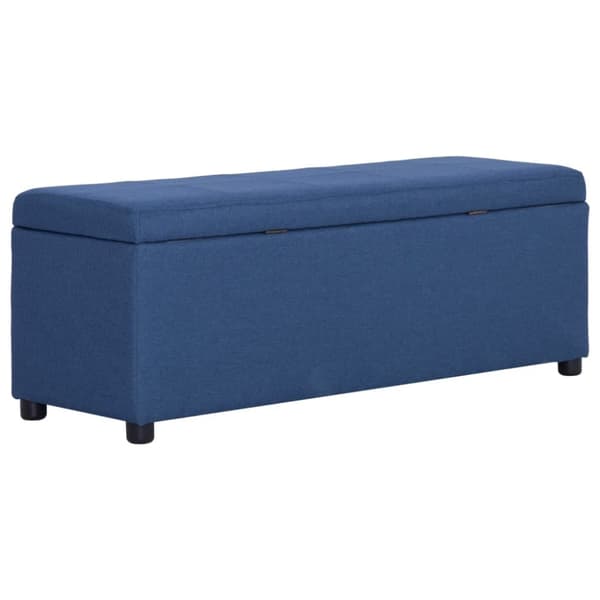 Bänk med förvaringsutrymme 116 cm blå polyester