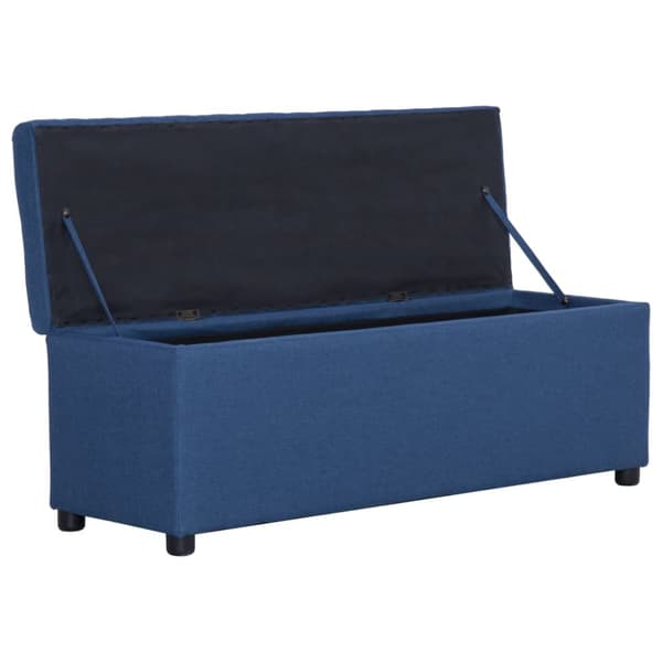 Bänk med förvaringsutrymme 116 cm blå polyester