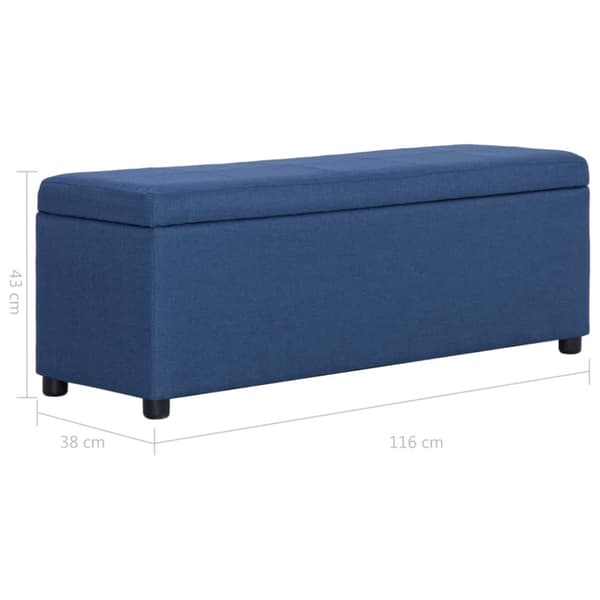 Bänk med förvaringsutrymme 116 cm blå polyester