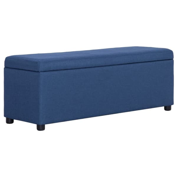 Bänk med förvaringsutrymme 116 cm blå polyester