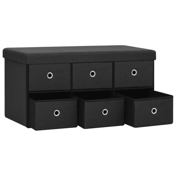 Hopfällbar förvaringsbänk svart 76x38x38 cm konstlinne