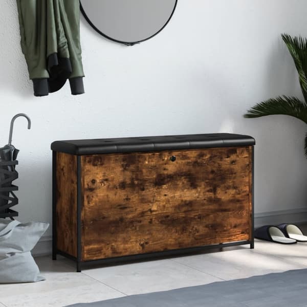 skobænk med vippeskuffe 102x32x56 cm røget egetræsfarve