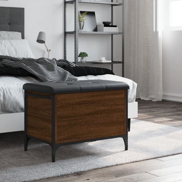 opbevaringsbænk 62x42x45 cm konstrueret træ brun egetræsfarve
