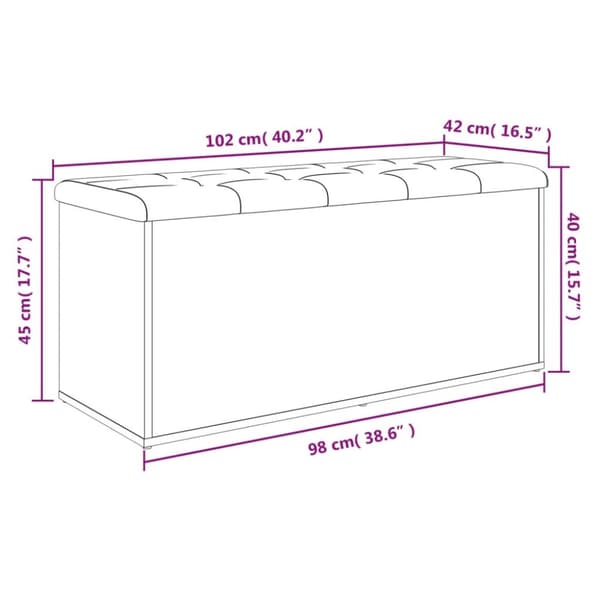 opbevaringsbænk 102x42x45 cm konstrueret træ grå sonoma-eg