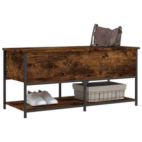 opbevaringsbænk 100x42,5x47 cm konstrueret træ røget egetræ