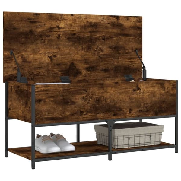 opbevaringsbænk 100x42,5x47 cm konstrueret træ røget egetræ