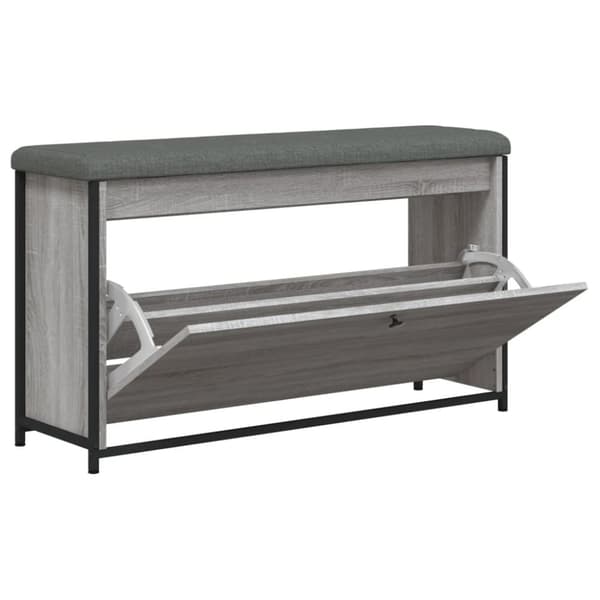 skobænk med vippeskuffe 102x32x56 cm grå sonoma-eg
