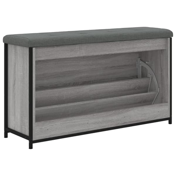skobænk med vippeskuffe 102x32x56 cm grå sonoma-eg