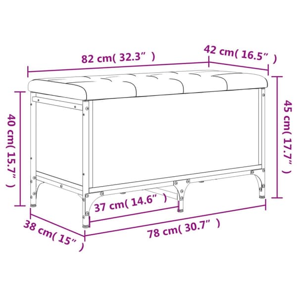 skobænk 82x42x45 cm konstrueret træ grå sonoma-eg