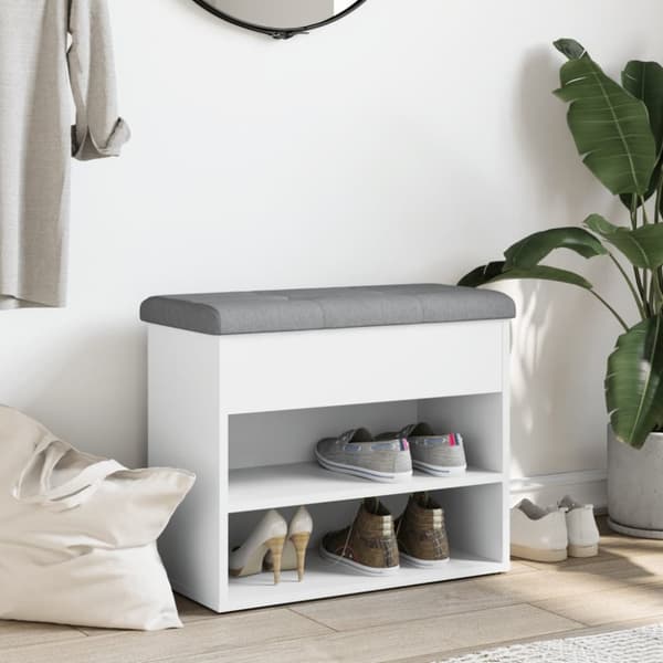 Skobänk vit 62x32x50 cm konstruerat trä