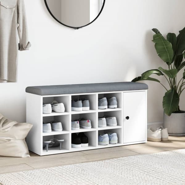 skobænk 102x32x50 cm konstrueret træ hvid