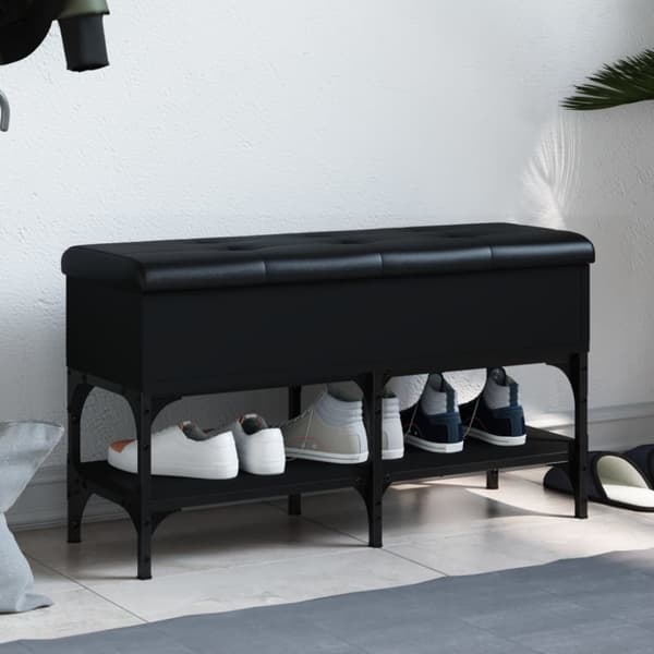 Skobänk svart 82x32x45 cm konstruerat trä