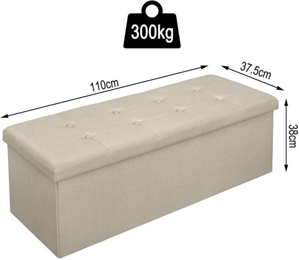 Rootz-verhoiltu taitettava säilytyspenkki - Ottomaanit - Kokoontaittuva jalkatuki - Tiheä vaahto - Tilaa säästävä - Kestävä - 110cm x 38cm x 37,5cm