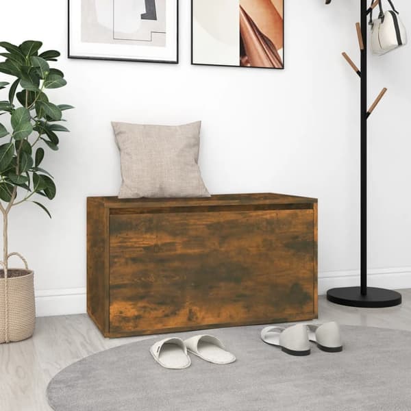 vidaXL entrébænk 80x40x45 cm konstrueret træ røget egetræsfarve -  Opbevaringsbænke
