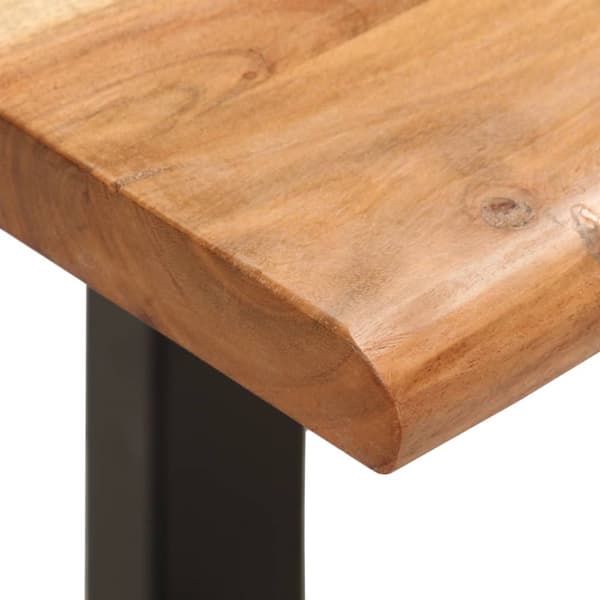 vidaXL Bänk med levande kant 110 cm massivt akaciaträ och stål - Förvaringsbänkar & hallbänkar