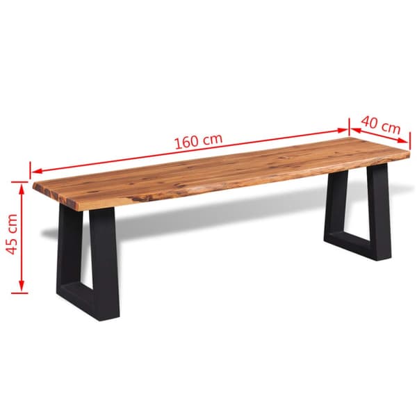 vidaXL Penkki kiinteä akaasiapuu 160 cm - Eteis- & säilytyspenkit