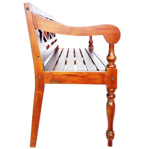 vidaXL Bataviabänk 136 cm massivt mahognyträ mörkbrun -  Förvaringsbänkar & hallbänkar