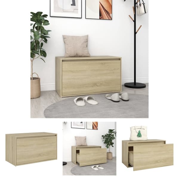 The Living Store entrébænk 80x40x45 cm spånplade sonoma-eg - Opbevaringsbænke
