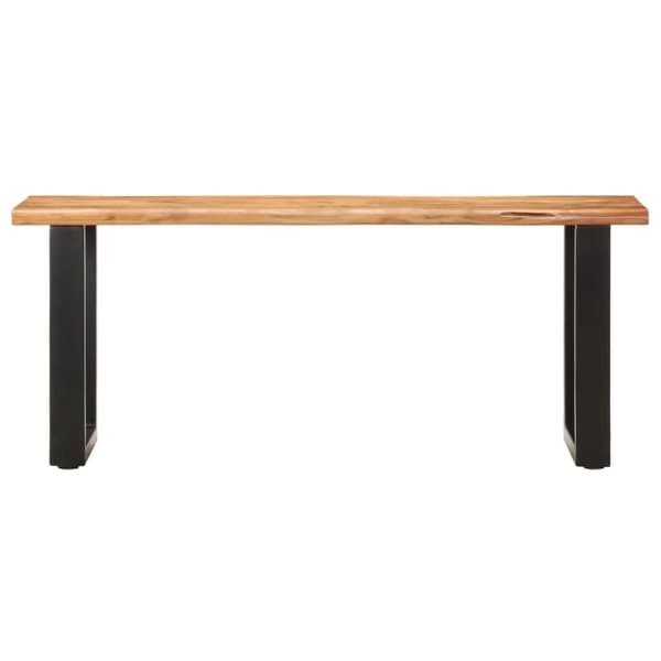 The Living Store bænk med naturlig kant 110 cm massivt akacietræ og stål - Opbevaringsbænke