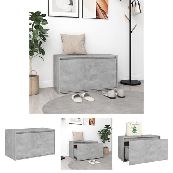 The Living Store Hallbänk betonggrå 80x40x45 cm spånskiva -  Förvaringsbänkar & hallbänkar