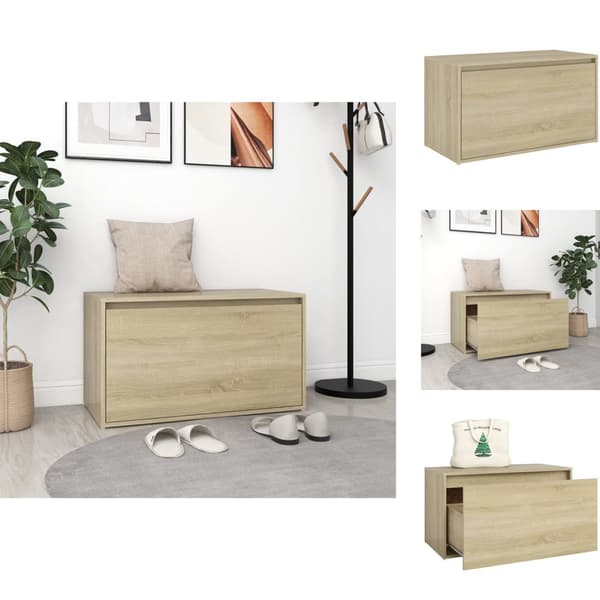 Opbevaringsbænke - Living entrébænk 80x40x45 cm spånplade sonoma-eg