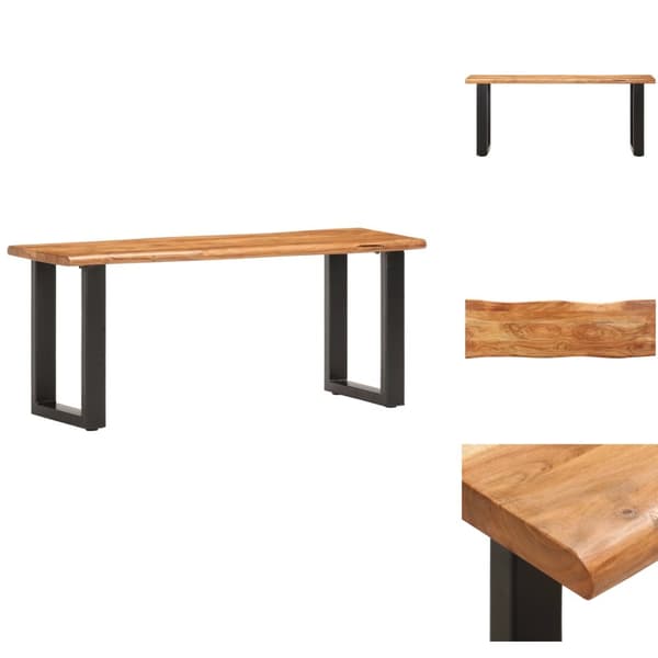 Förvaringsbänkar & hallbänkar - Living Bänk med levande kant 110 cm massivt akaciaträ och stål