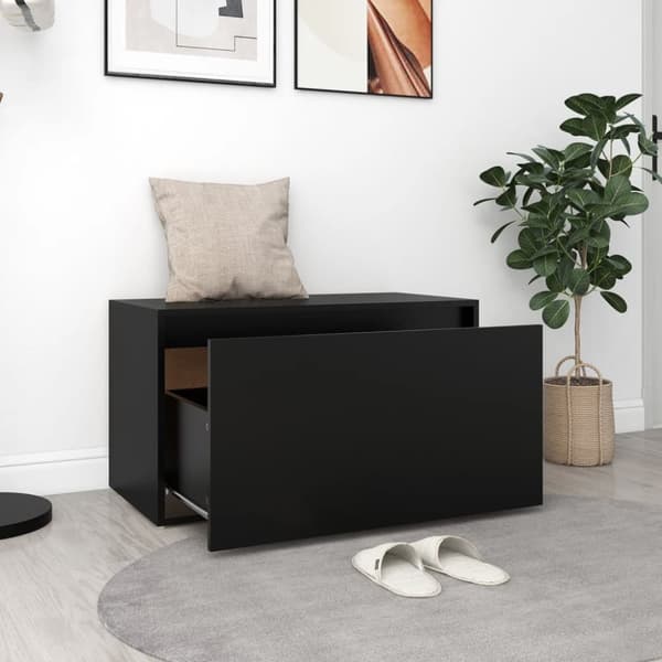 Opbevaringsbænke - Living entrébænk 80x40x45 cm spånplade sort