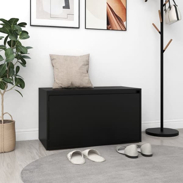 Opbevaringsbænke - Living entrébænk 80x40x45 cm spånplade sort