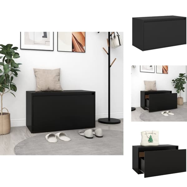 Opbevaringsbænke - Living entrébænk 80x40x45 cm spånplade sort