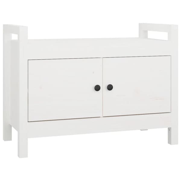 Opbevaringsbænke - Living entrébænk 80x40x60 cm massivt fyrretræ Hvid
