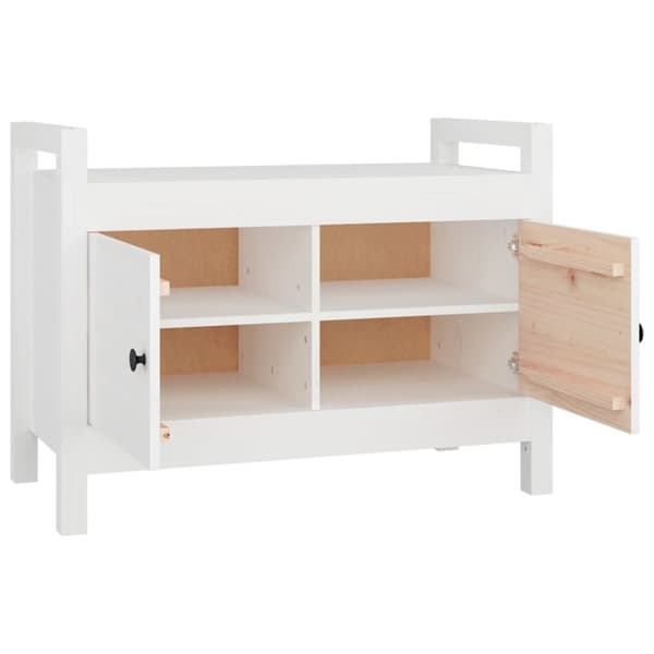 Opbevaringsbænke - Living entrébænk 80x40x60 cm massivt fyrretræ Hvid