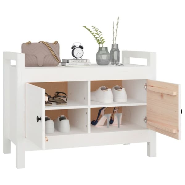 Opbevaringsbænke - Living entrébænk 80x40x60 cm massivt fyrretræ Hvid