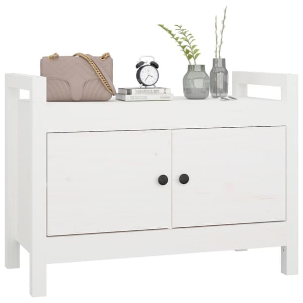 Opbevaringsbænke - Living entrébænk 80x40x60 cm massivt fyrretræ Hvid