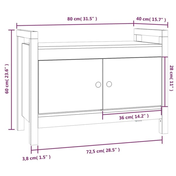 Opbevaringsbænke - Living entrébænk 80x40x60 cm massivt fyrretræ Hvid