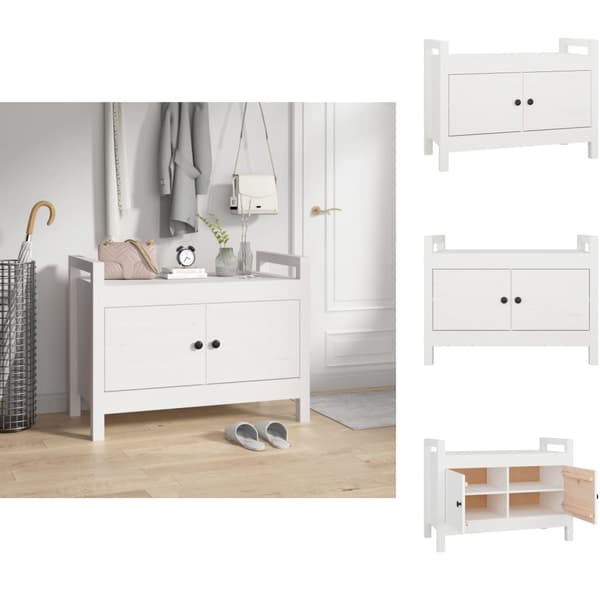 Opbevaringsbænke - Living entrébænk 80x40x60 cm massivt fyrretræ Hvid