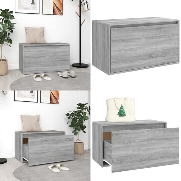 Eteisen penkki 80x40x45 cm harmaa Sonoma tekninen puu - Eteispenkki - Eteispenkit - Home & Living
